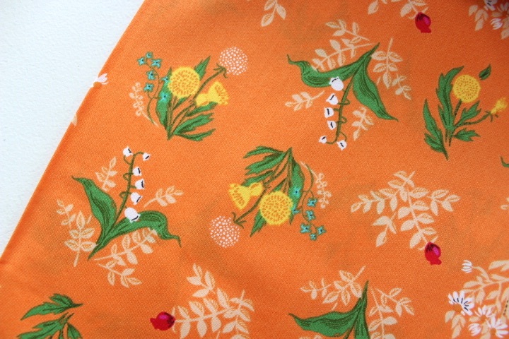 Heather Ross 20th Anniversary floral on orange