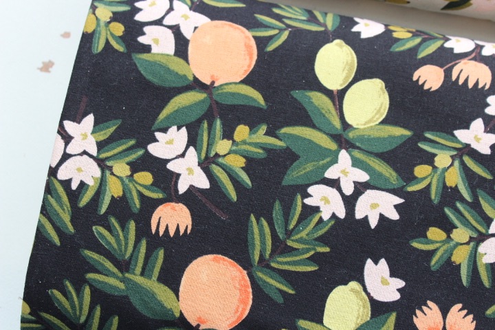 Rifle Paper Co. - Primavera - Citrus Floral - Black Canvas Fabric