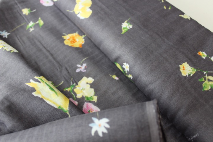 Nani Iro Planet New Morning 1 on grey - double gauze
