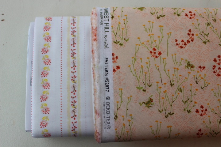 Heather Ross - West Hill -Floral stripe in ivory