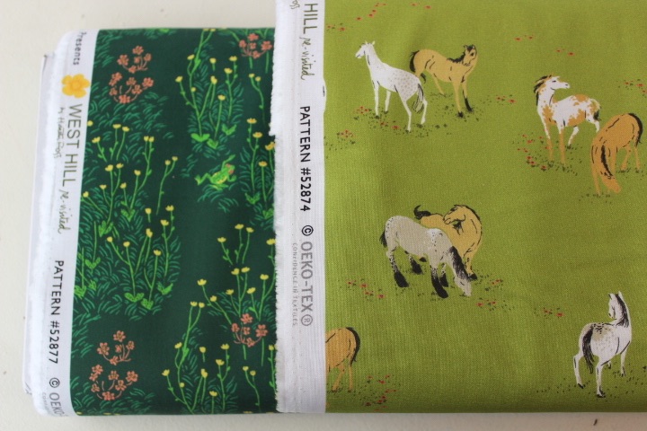 Heather Ross - West Hill Lily- tall buttercups in dark green