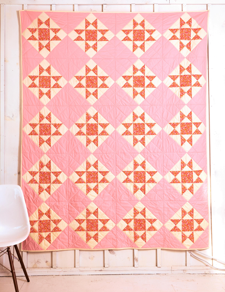 Heather Ross - Lucky Rabbit -hand drawn stars in red/orange