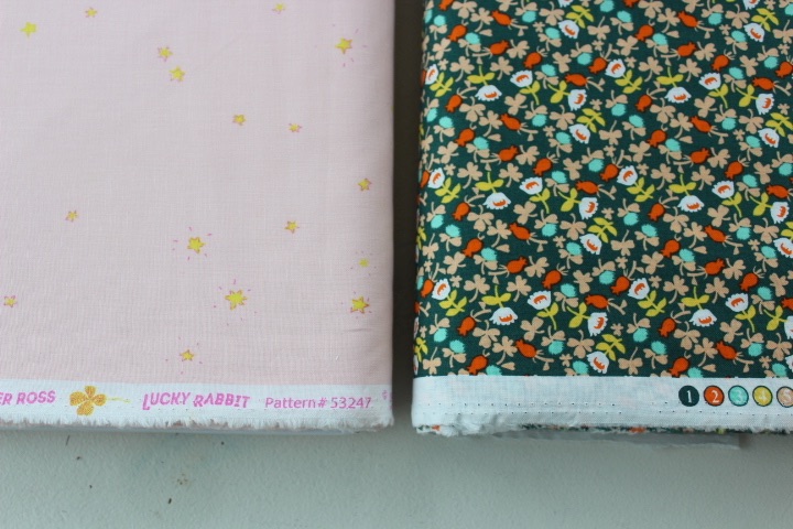 Heather Ross - Lucky Rabbit -hand drawn stars in teal