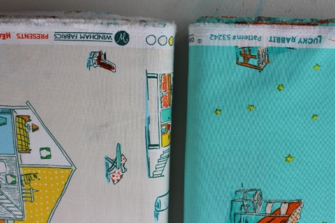Heather Ross - Lucky Rabbit - Dollhouse in  turquoise