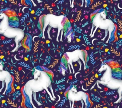 Nutex Enchanted prancing unicorns on navy