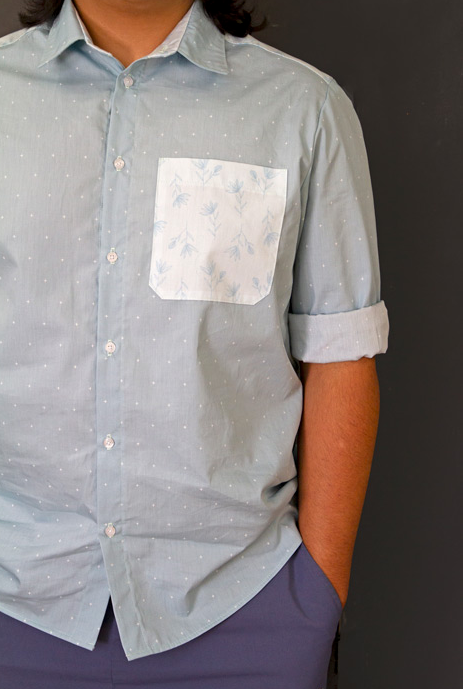 Art Gallery fabrics -True Blue -handstitched in MIST