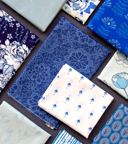 Art Gallery fabrics -True Blue -lace in bloom celestial