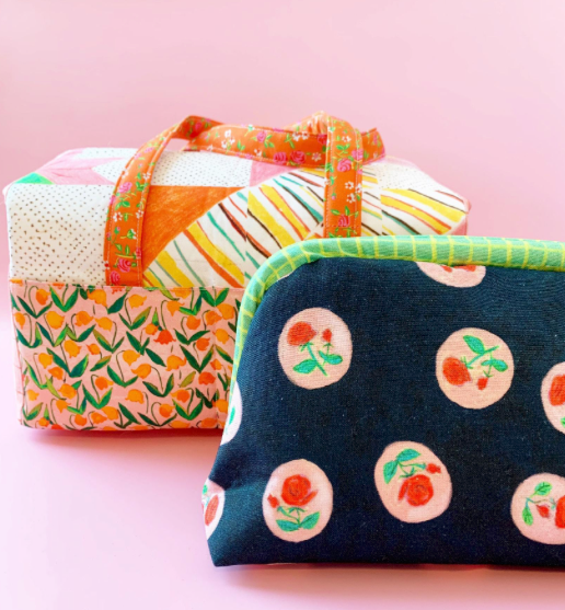 Heather Ross -By Hand- Flowerbed in coral