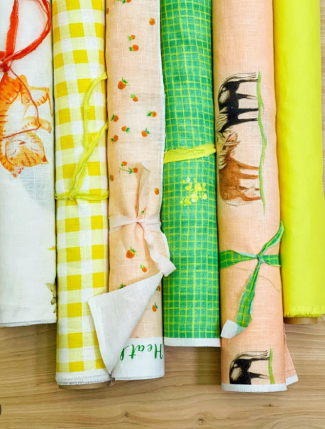 Heather Ross -By Hand- Windowpane check on green