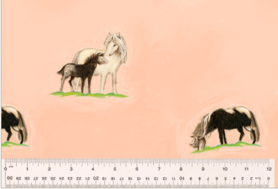 Heather Ross -By Hand- Ponies on peach