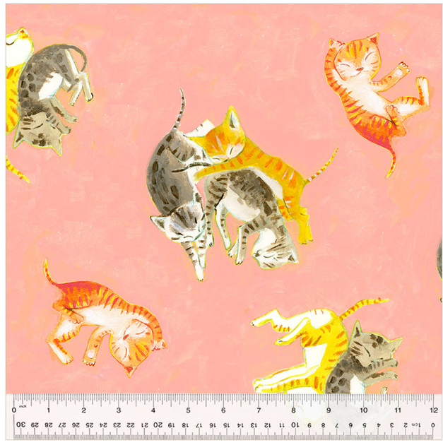 Heather Ross -By Hand- Barn Kittens  in salmon