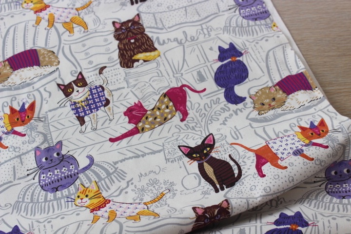 Kokka Japan, Powerful cats on white CANVAS weight