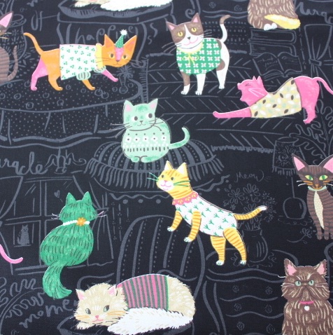 Kokka Japan, Powerful cats on black CANVAS weight