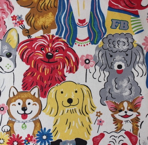 Kokka Japan, Powerful dogs  on white CANVAS weight