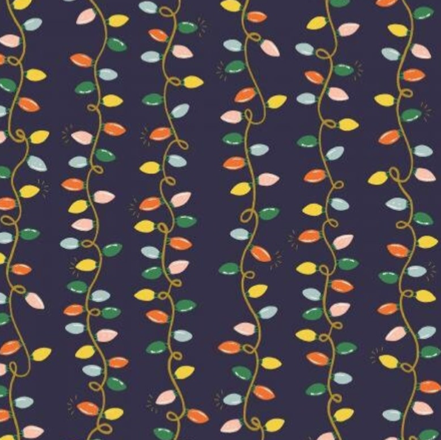 Rifle Paper Co. Holiday Classics -Holiday lights on navy