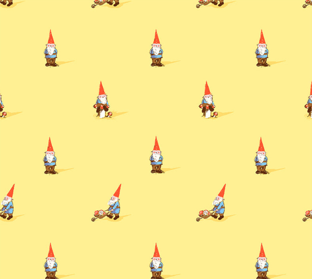 Heather Ross -Studio Edit, Gnomes on yellow