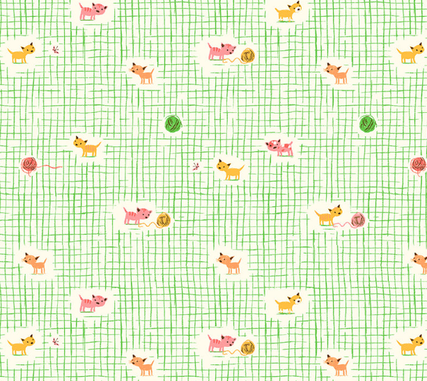 Heather Ross -Studio Edit, kittens on plaid