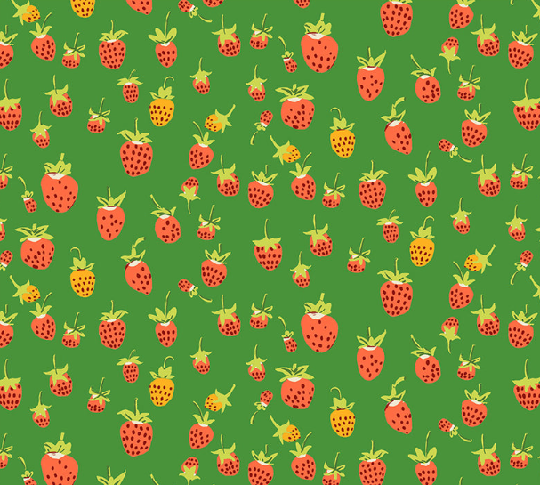 Heather Ross -Studio Edit, strawberries in green