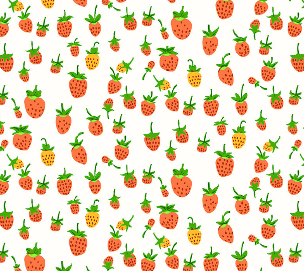 Heather Ross -Studio Edit, strawberries in white