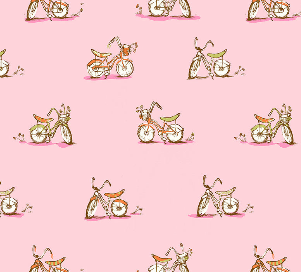 Heather Ross -Studio Edit, dream bike on pink