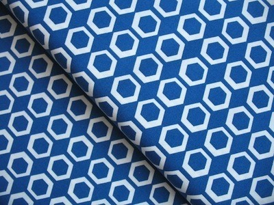 BOLT END- Robert Kaufman geometric Stockholm on vintage blue