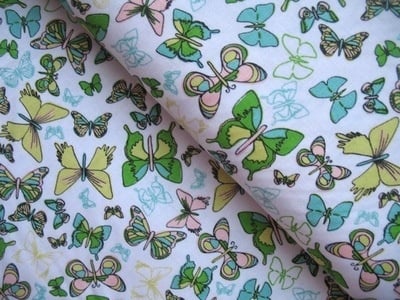 Anthology fabrics Sweet Tea  wee butterfly on white