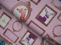 Echino Framed animals on pink linen mix 