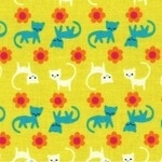 Lecien tiny prints collection kitties on yellow