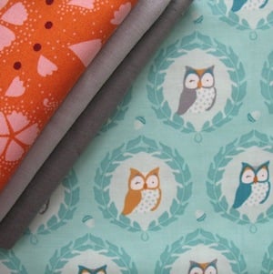 Fat Quarter Sweet Owlies In Aqua Cotton Quilting Fabric Michael Miller 