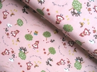 Kokka red riding hood in pink wandering in the forest