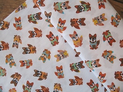 STENZO Cotton Poplin foxie foxes  Okotex standard 100- WIDE 