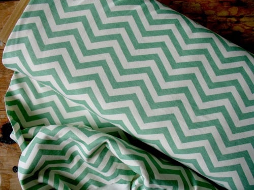 Birch Fabrics ORGANIC skinny chevron pool green KNIT
