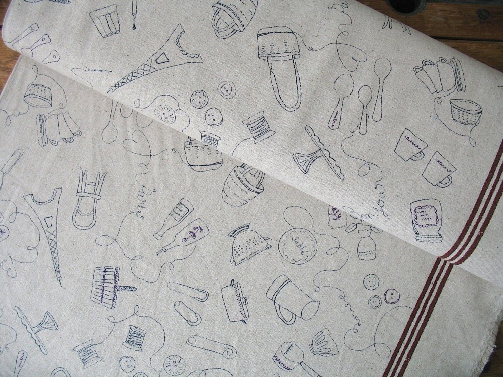 Lecien Atelier & Akiko Japan FRENCH kitchen  theme linen mix 