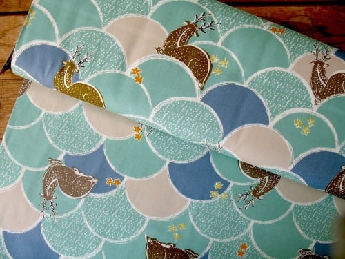 Hokusai Deer in Hllcock Japan oxford cotton
