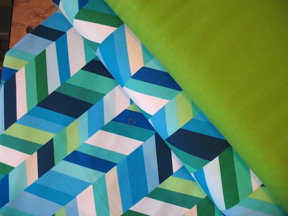 Emmie K for Robert Kaufman Geo Pop canvas Chevy in lagoon