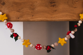 December's craft kit is this Winter Whimsy Needle-Felted Garland Craft Kit