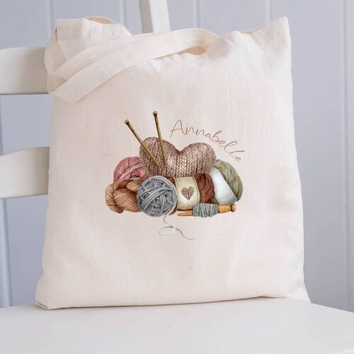 This is the Personalised Knitting Wool Storage Tote Bag