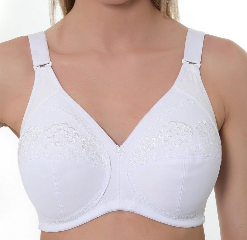 LG865 - Non wired white  Cotton embroidered  BRA 34D to 46J. 25 PCS - £8.00