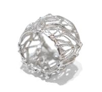 Unusual Handmade Silver Web Ring