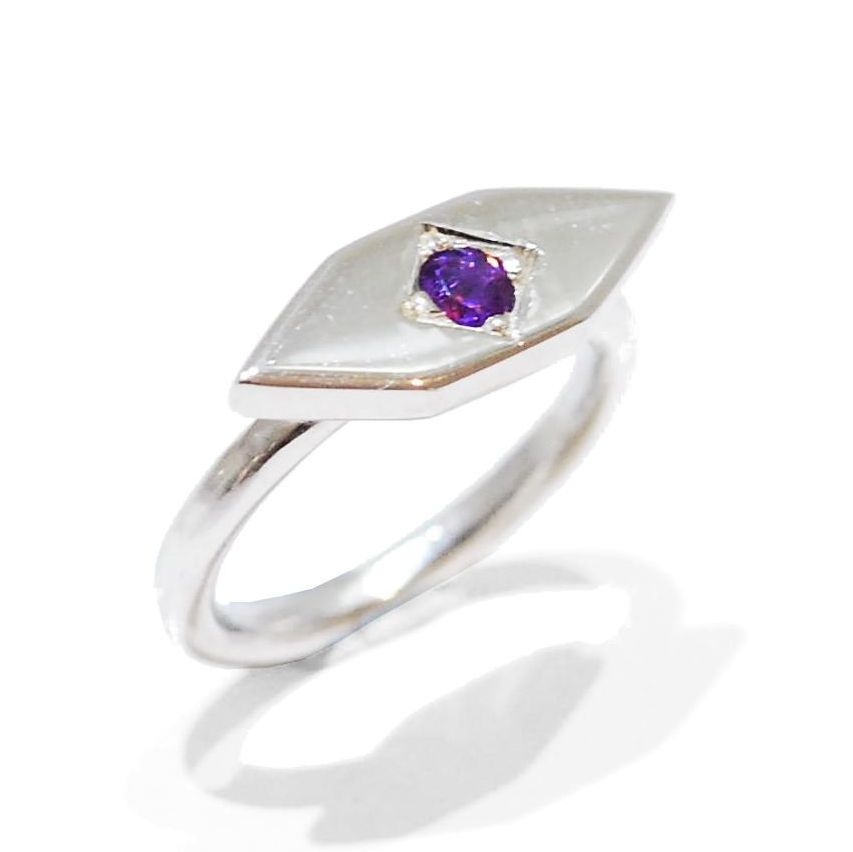 Orchid Proposal ring, quirky amethyst gemstone ring