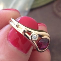 bespoke ruby, diamond and rose gold engagement ring