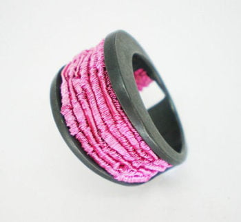 Pink Rain Ring - Oxidised Silver Ring