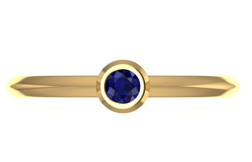 Lucy, Blue Sapphire and Yellow Gold Engagement Ring