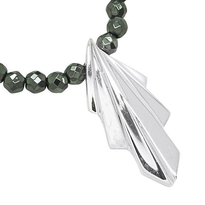 Art Deco pendant set on a hematite gemstone necklace