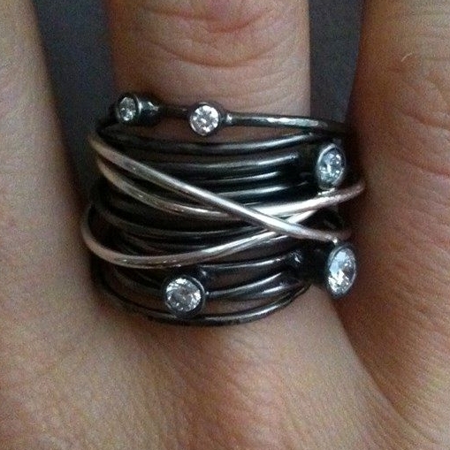 bespoke silver and diamond unusual ring