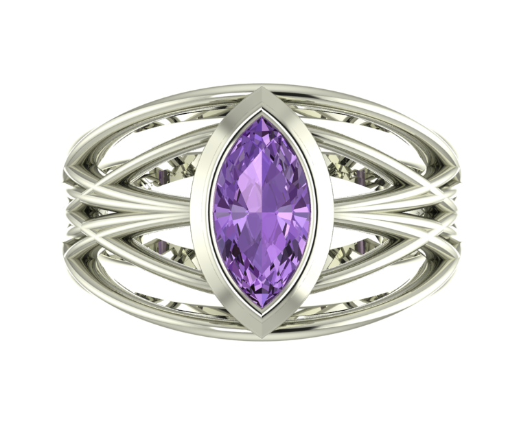Infinity Enagement Ring with Violet Sapphire Gemstone