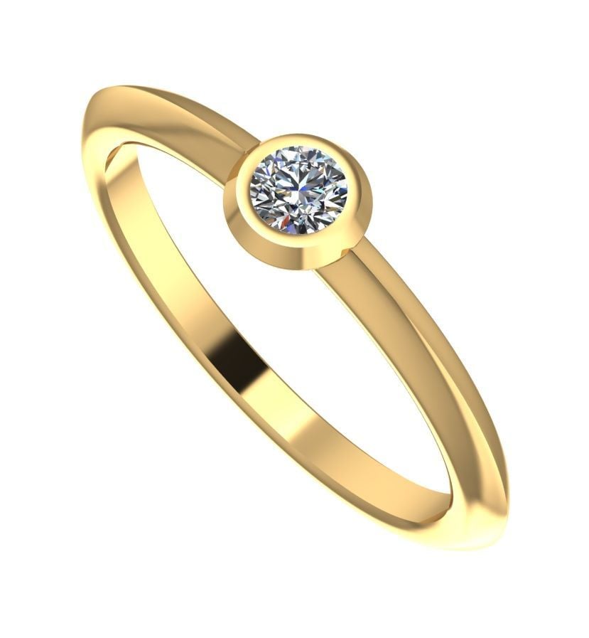 Simple minimal yellow gold and diamond ring