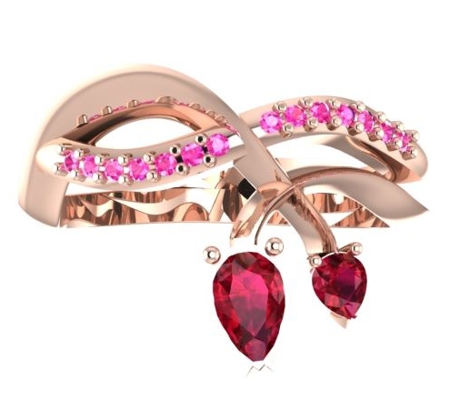 Entwined, Rose gold with rubies and pink sapphires