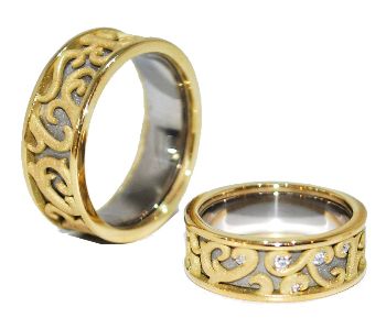 Bespoke wedding ring set, Catherine and Alan