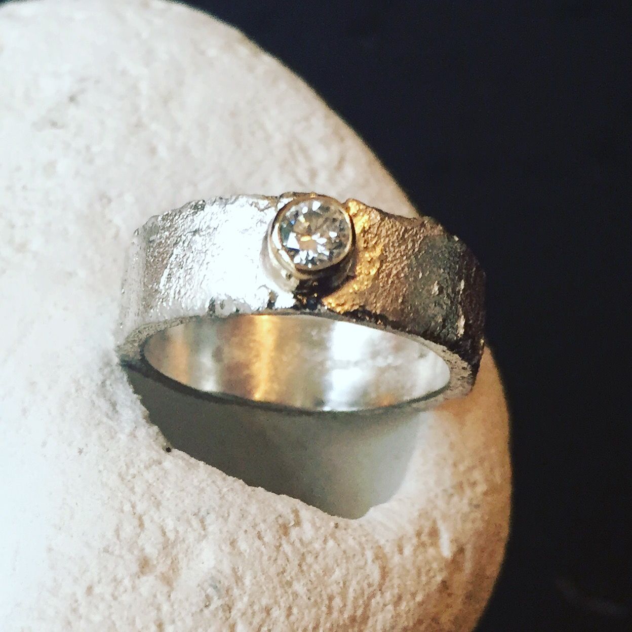 silver and gold bespoke diamond engagement ring
